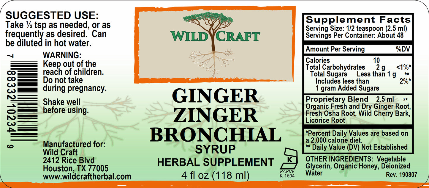 WC ginger zinger bronchial 4oz